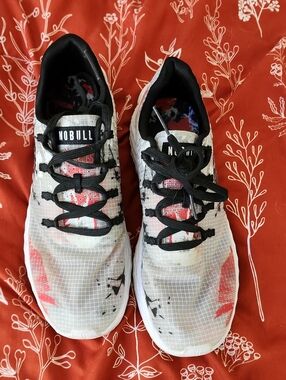 NOBULL White Training Sneakers with Black and Coral Accents